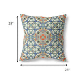 18" Blue Cream Cloverleaf Indoor Outdoor Throw Pillow