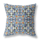 18" Blue Orange Cloverleaf Indoor Outdoor Throw Pillow