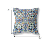 18" Blue Orange Cloverleaf Indoor Outdoor Throw Pillow