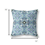 16" Sapphire White Cloverleaf Indoor Outdoor Throw Pillow