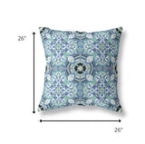 18" Sapphire White Cloverleaf Indoor Outdoor Throw Pillow