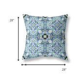 18" Sapphire White Cloverleaf Indoor Outdoor Throw Pillow