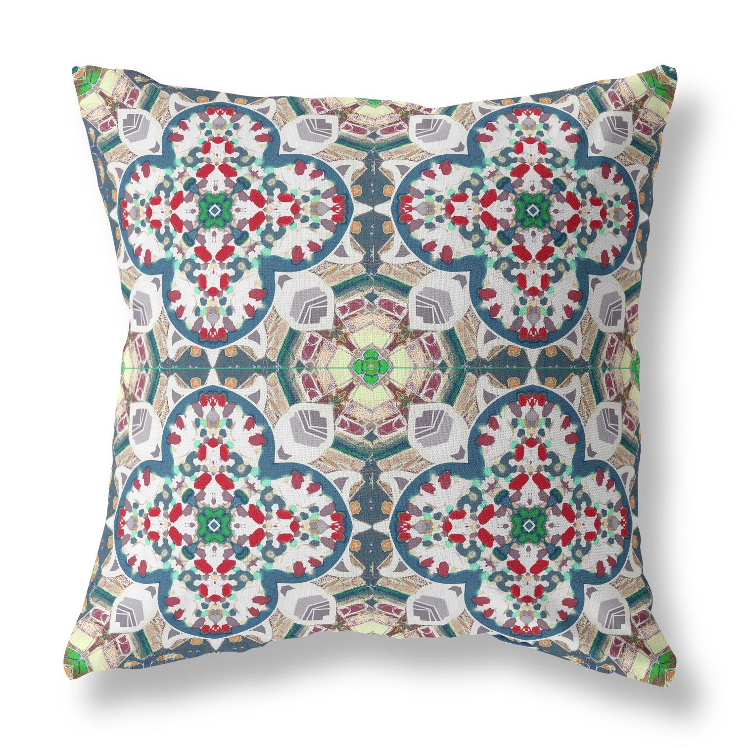 16" Green White Cloverleaf Indoor Outdoor Throw Pillow