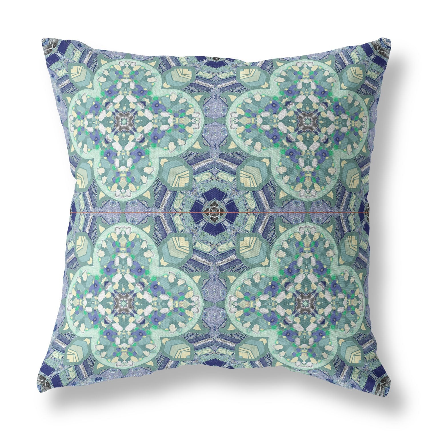 16" Aqua Blue Cloverleaf Indoor Outdoor Throw Pillow