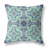 16" Aqua Blue Cloverleaf Indoor Outdoor Throw Pillow