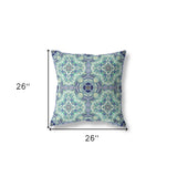 18" Aqua Blue Cloverleaf Indoor Outdoor Throw Pillow