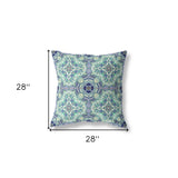 18" Aqua Blue Cloverleaf Indoor Outdoor Throw Pillow