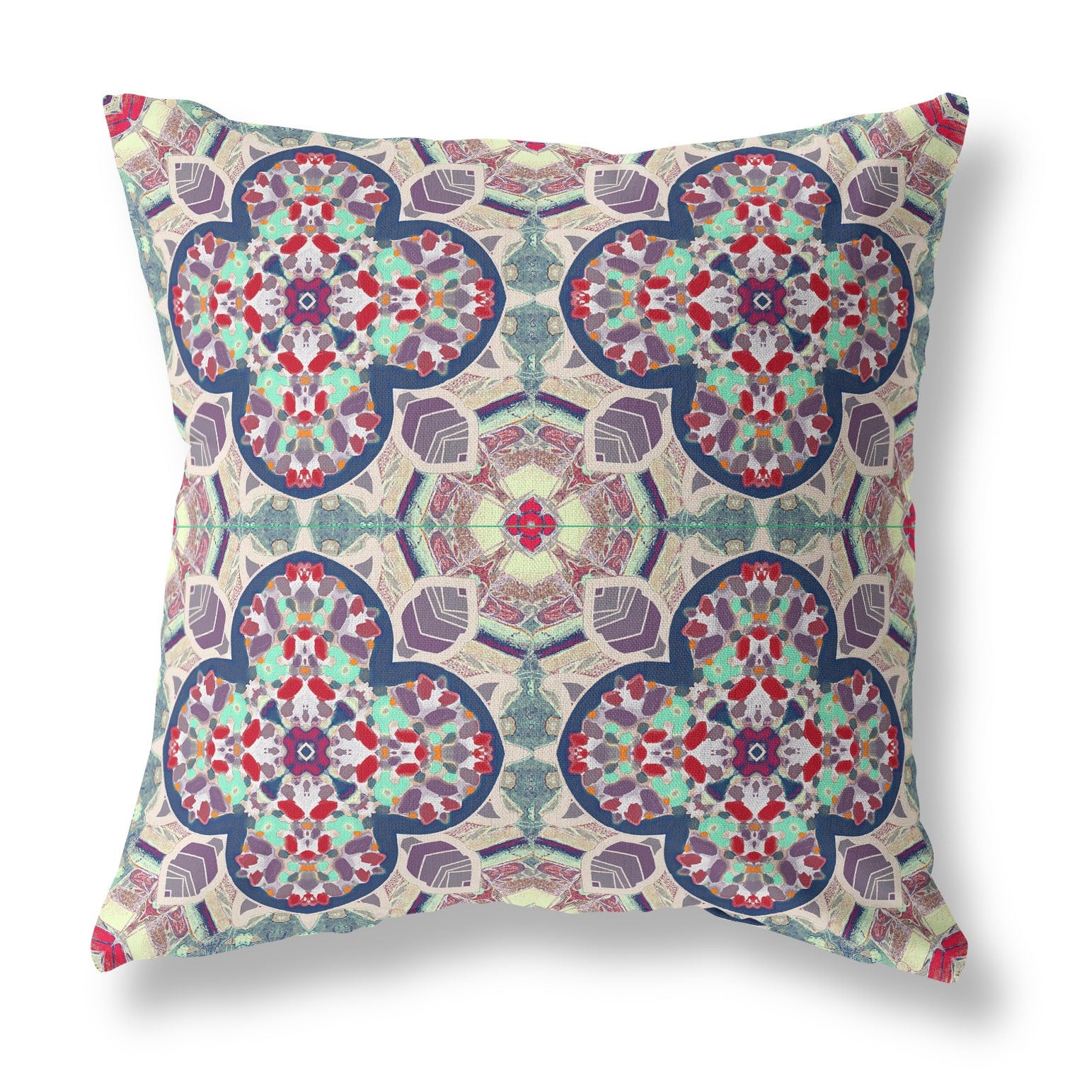 16" Mauve Blue Cloverleaf Indoor Outdoor Throw Pillow