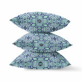 16" Blue Aqua Cloverleaf Indoor Outdoor Throw Pillow