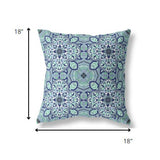 18" Blue Aqua Cloverleaf Indoor Outdoor Throw Pillow