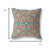 16" Orange Green Cloverleaf Indoor Outdoor Throw Pillow