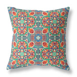 18" Orange Green Cloverleaf Indoor Outdoor Throw Pillow