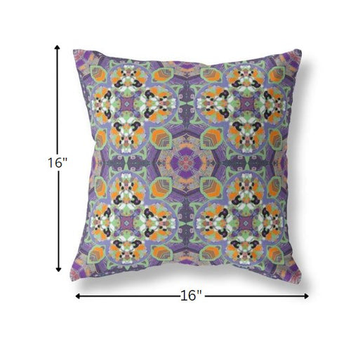 16" Purple Orange Cloverleaf Indoor Outdoor Throw Pillow