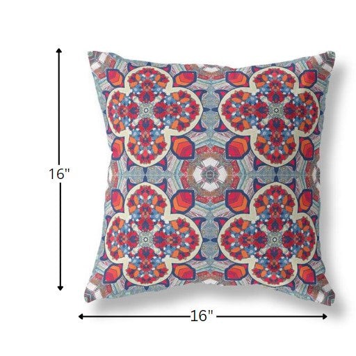 16" Red Blue Cloverleaf Indoor Outdoor Throw Pillow