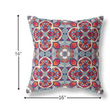 16" Red Blue Cloverleaf Indoor Outdoor Throw Pillow