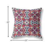 18" Red Blue Cloverleaf Indoor Outdoor Throw Pillow