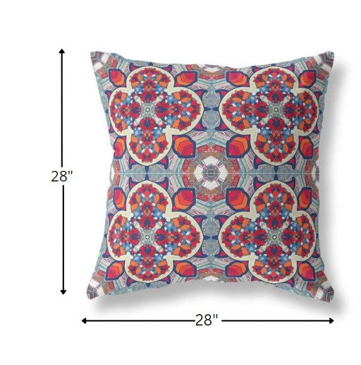 18" Red Blue Cloverleaf Indoor Outdoor Throw Pillow