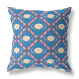 20" X 20" Blue And Pink Blown Seam Geometric Indoor Outdoor Throw Pillow