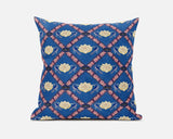 20" X 20" Blue And Pink Blown Seam Geometric Indoor Outdoor Throw Pillow