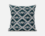 16" X 16" Dark Blue And Gray Blown Seam Geometric Indoor Outdoor Throw Pillow