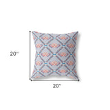 18" X 18" Gray And Blue Blown Seam Geometric Indoor Outdoor Throw Pillow