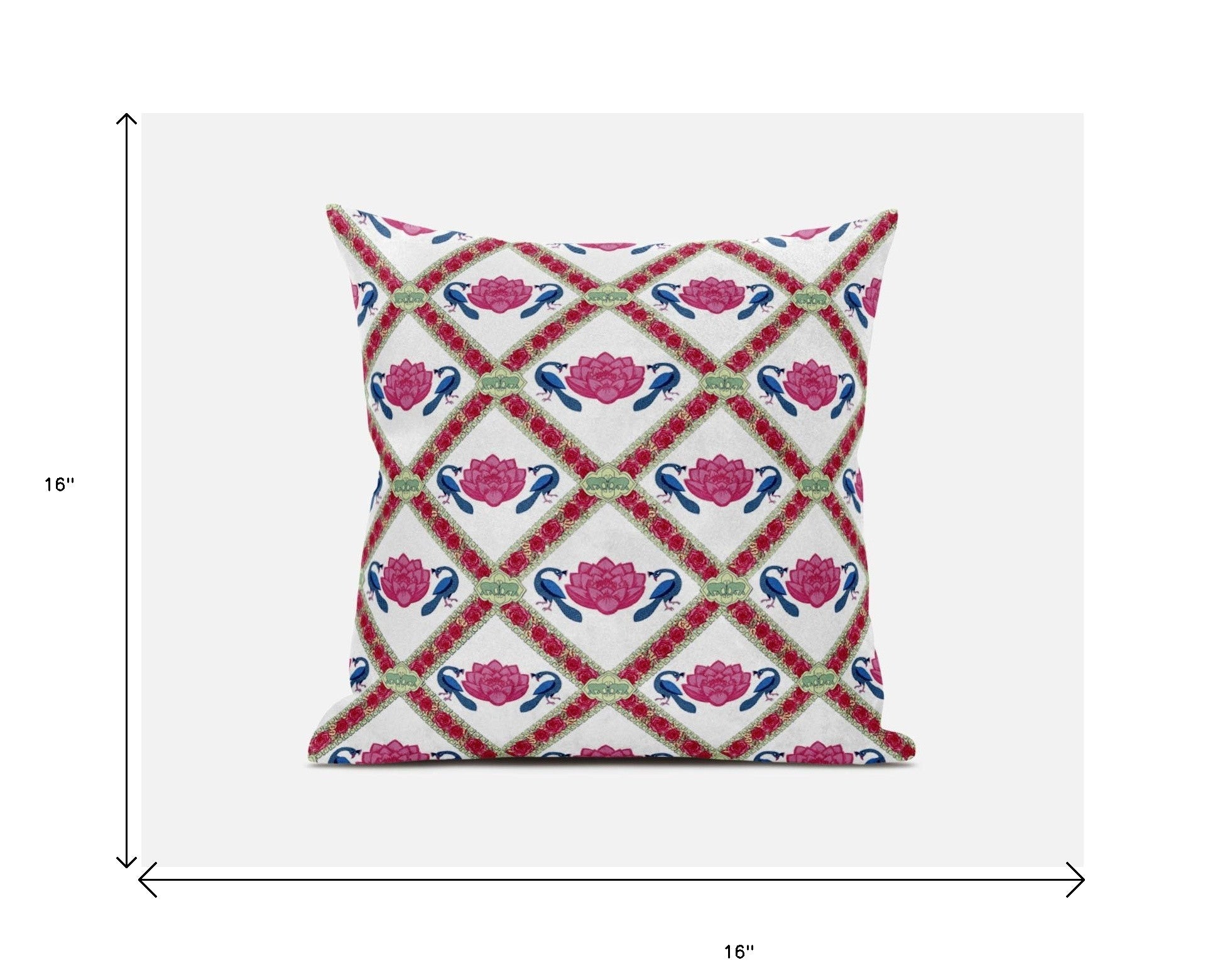 16"x16" Pink Blue White Blown Seam Suede Geometric Throw Pillow