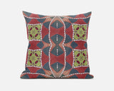 16" Red Gray Cosmic Circle Boho Suede Throw Pillow