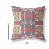 16" Red Gray Cosmic Circle Boho Suede Throw Pillow