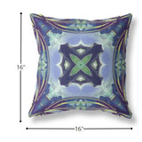 16” Blue Green Geo Tribal Suede Throw Pillow