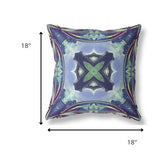 18” Blue Green Geo Tribal Suede Throw Pillow