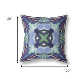 18” Blue Green Geo Tribal Suede Throw Pillow