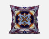 18” Indigo Yellow Geo Tribal Suede Throw Pillow