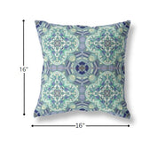 16" Aqua Blue Cloverleaf Boho Suede Throw Pillow