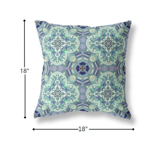 18" Aqua Blue Cloverleaf Boho Suede Throw Pillow