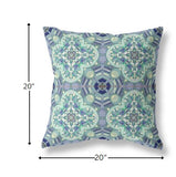 18" Aqua Blue Cloverleaf Boho Suede Throw Pillow