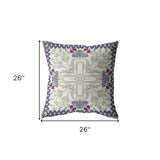 18" Gray Floral Frame Indoor Outdoor Throw Pillow