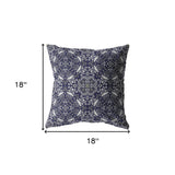 18" Navy Boho Pattern Indoor Outdoor Throw Pillow