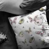 18" White Butterflies Indoor Outdoor Throw Pillow