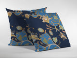 16" Navy Blue Garden Indoor Outdoor Throw Pillow