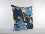 20" Navy Blue Garden Indoor Outdoor Throw Pillow