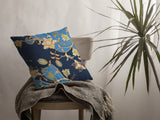 20" Navy Blue Garden Indoor Outdoor Throw Pillow