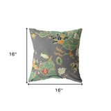 16" Green Gray Garden Indoor Outdoor Throw Pillow