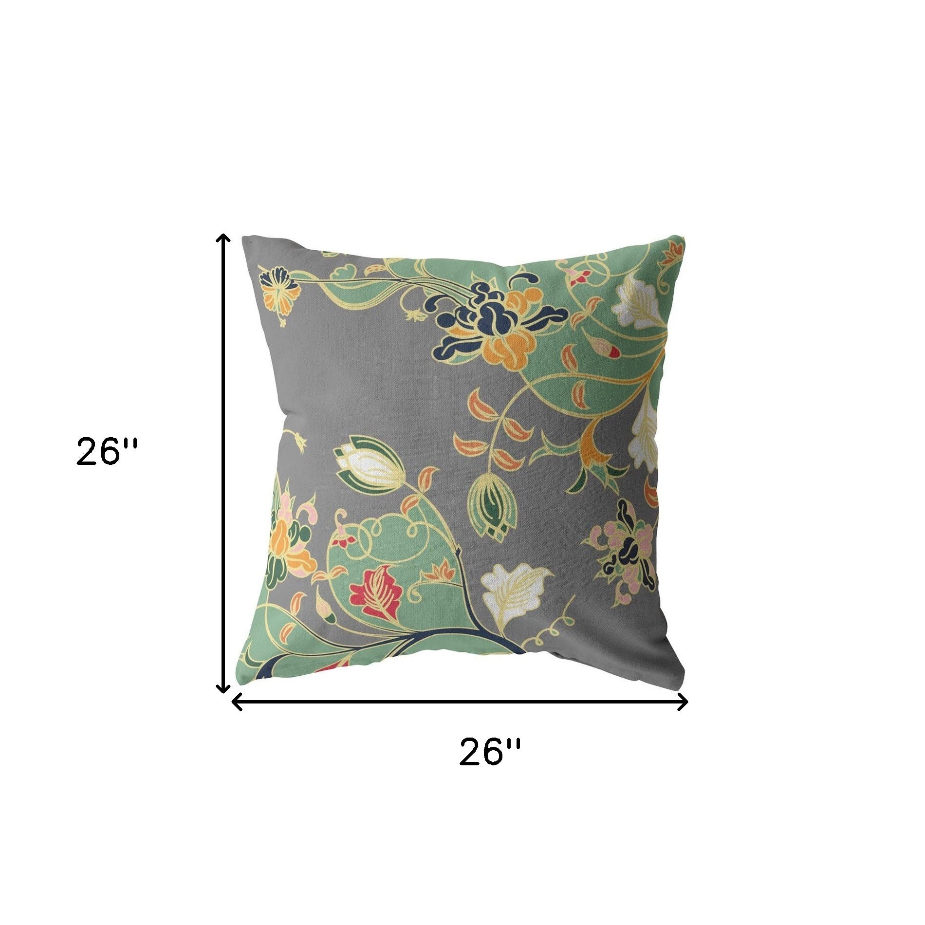 18" Green Gray Garden Indoor Outdoor Throw Pillow