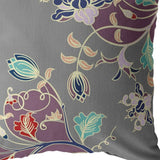 18" Purple Gray Garden Indoor Outdoor Throw Pillow