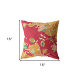 16" Orange Red Garden Indoor Outdoor Throw Pillow