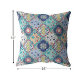 16” Blue Peach Trellis Indoor Outdoor Throw Pillow