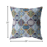 18” Orange Blue Trellis Indoor Outdoor Throw Pillow