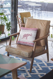 16” Red White Ornate Elephant Indoor Outdoor Throw Pillow