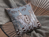 16” Blue Brown Ornate Elephant Indoor Outdoor Throw Pillow