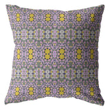 16” Purple Yellow Geofloral Indoor Outdoor Throw Pillow